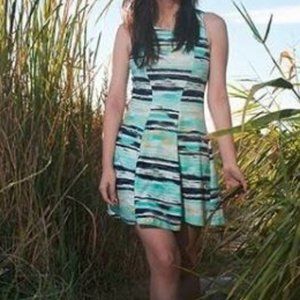 Mudd - S - Abstract, Paintbrush Print Skater Dress